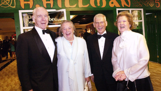 Henry and Elsie Hillman, left, and Dan and Pat Rooney, right, make an appearance for the American Ireland Fund in 2004. (John Heller/Post-Gazette)
