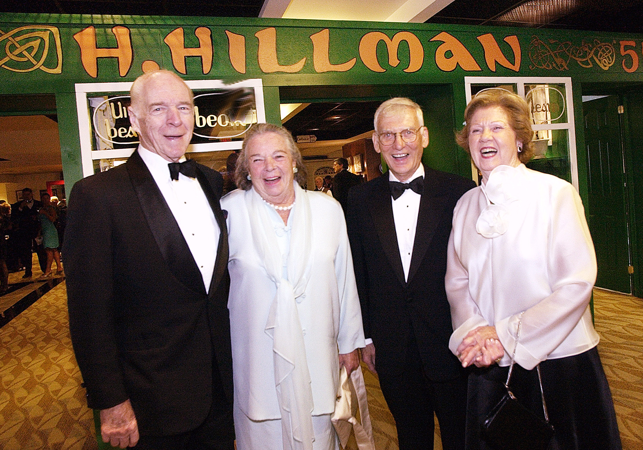 Henry and Elsie Hillman, left, and Dan and Pat Rooney, right, make an appearance for the American Ireland Fund in 2004. (John Heller/Post-Gazette)