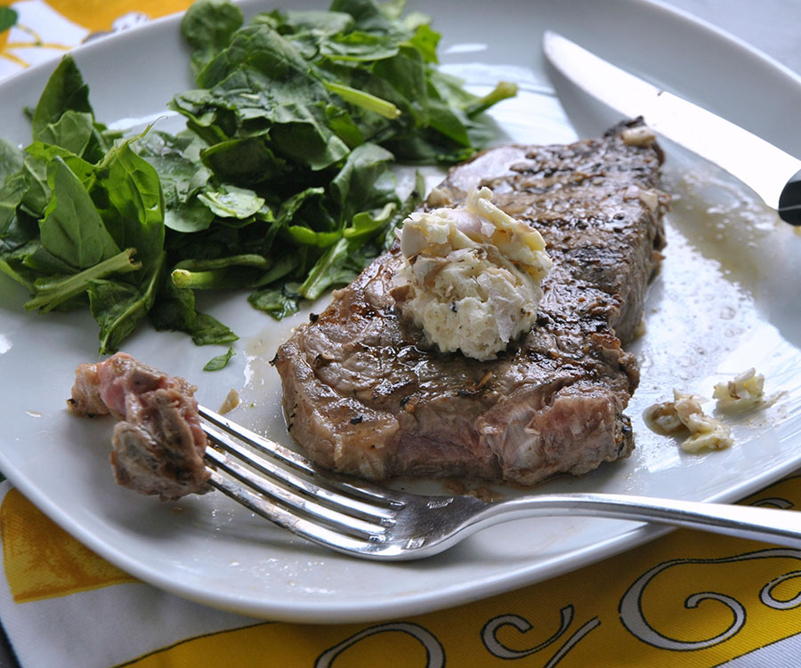 Strip Steak with Earthy Butter