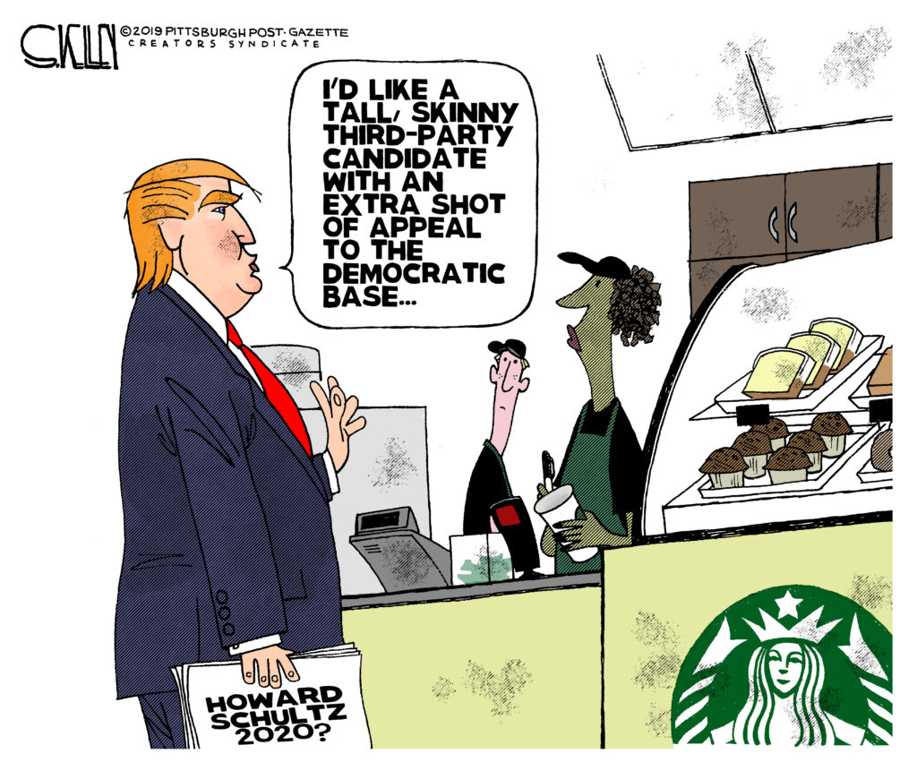 Howard Schultz 2020 Steve Kelley Pittsburgh Post Gazette Editorial Cartoonist 