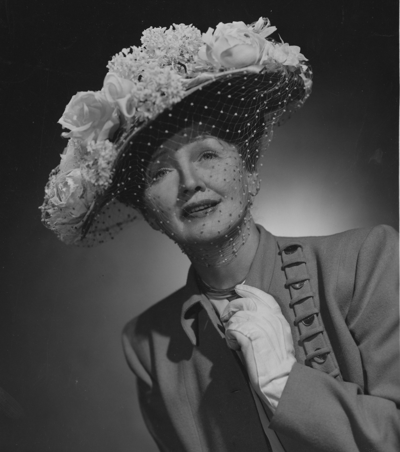 This 1950 photo by Ben Polin shows Hollywood gossip columnist Hedda Hopper in her favorite hat, an Easter bonnet created by famed designer Lilli Dache.
