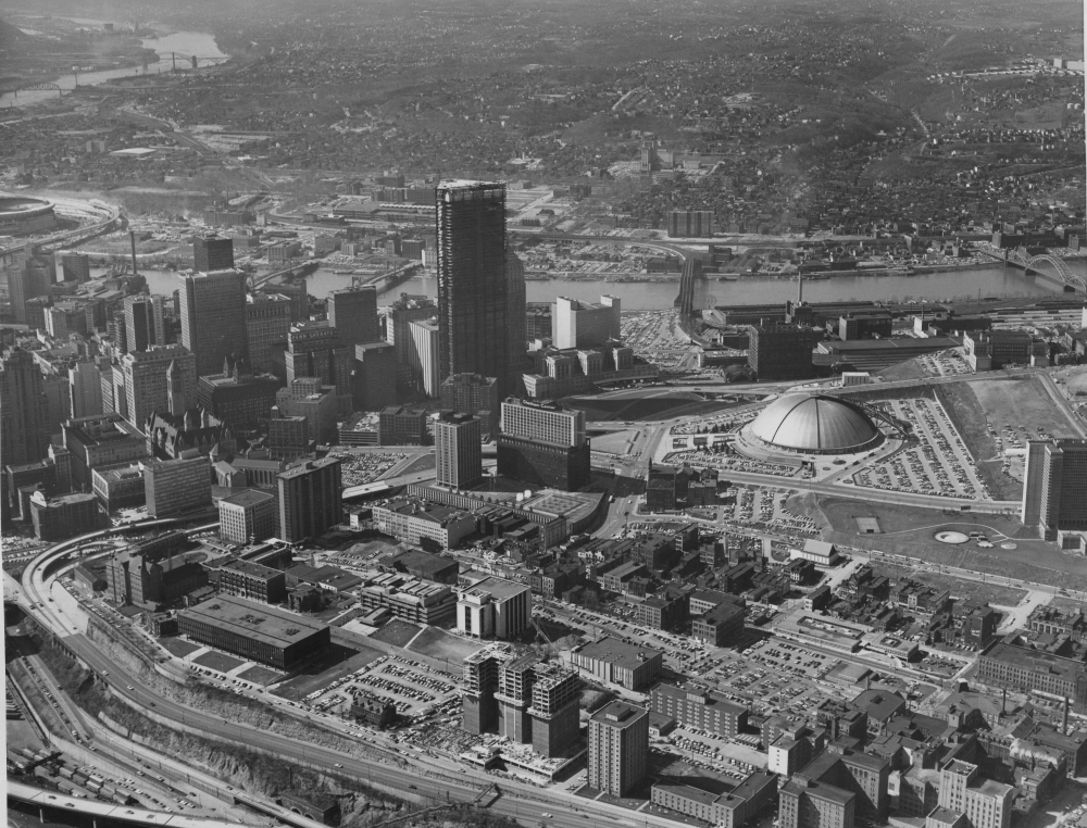 Pittsburgh aerial views and skylines 1970s
